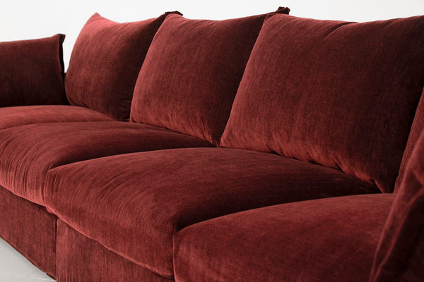 Burgundy Image 7 - Model 06 3 Seater Left Corner Sofa in Burgundy Cushion Detail