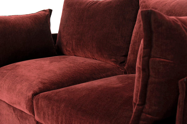 Burgundy Image 6 - Model 06 2 Seater Left Corner Sofa in Burgundy Cushion Detail