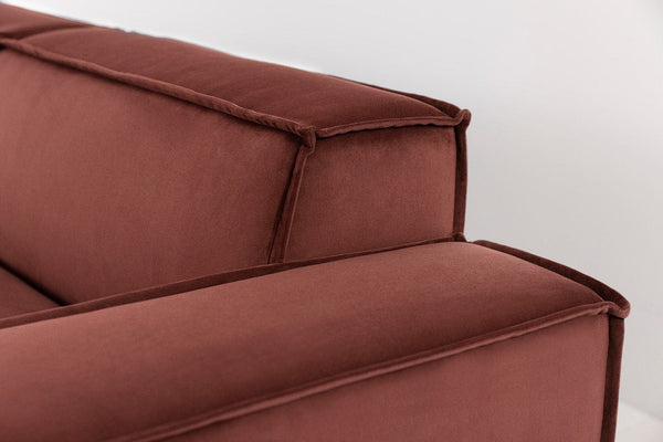 Brick image 4 - Model 03 2 Seater Right Chaise in Brick Velvet Arm Detail 1