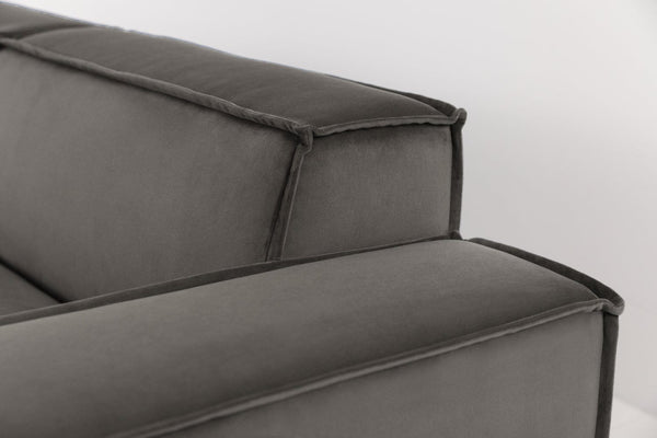 Elephant image 4 - Model 03 2 Seater Right Chaise in Elephant Velvet Corner Detail