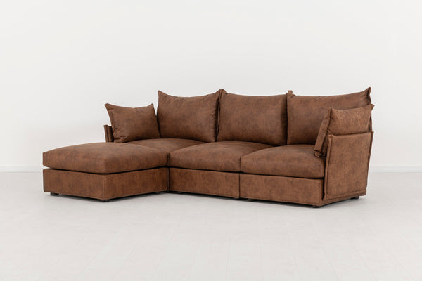 Chestnut Image 2 - Model 06 3 Seater Left Corner Sofa in Chestnut Side View