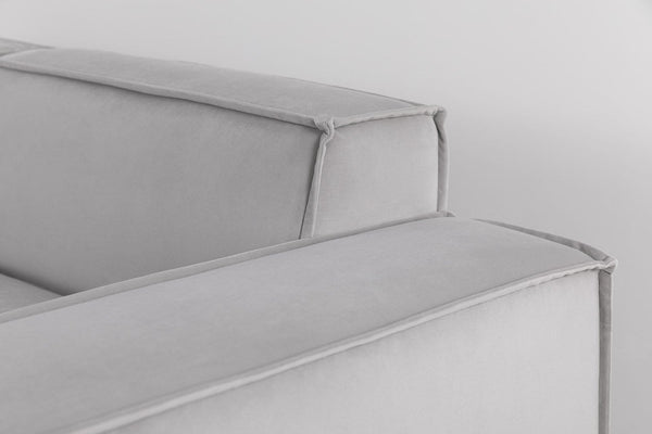 Light grey image 4 - Model 03 Corner Sofa with Ottoman in Light grey Velvet Corner Detail