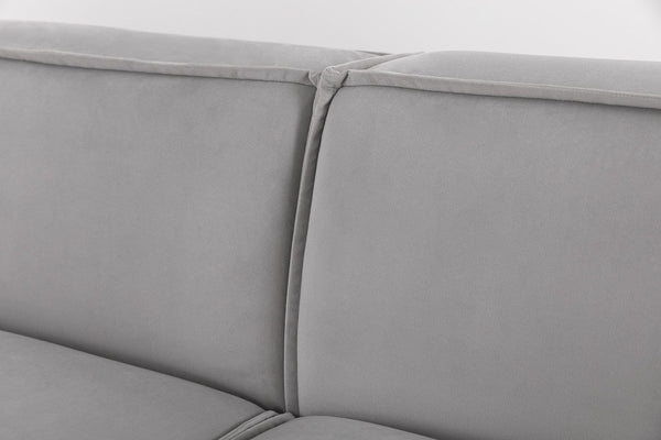 Light grey image 6 - Model 03 2 Seater Left Chaise in Light grey Velvet Back Cushion Detail