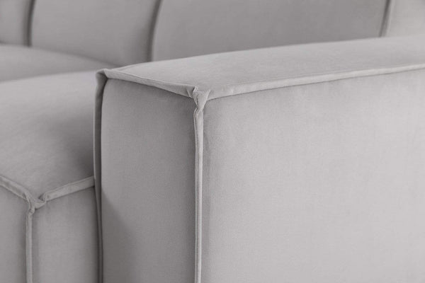 Light grey image 8 - Model 03 Corner Sofa with Ottoman in Light grey Velvet Arm Detail