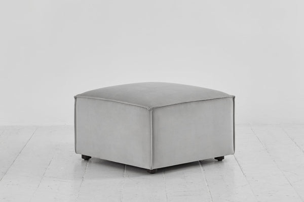 Light grey image 2 - Model 03 Ottoman in Light grey Velvet Side Angle View