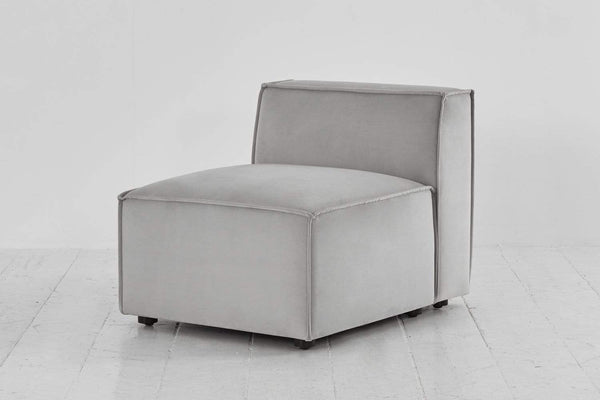 Light grey image 4 - Model 03 Single Seat in Light grey Velvet Side on View