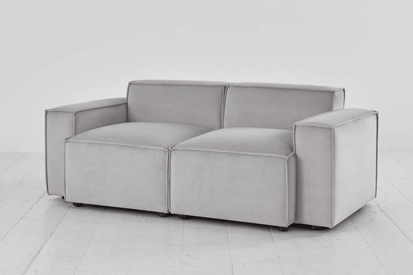 Light grey image 2 - Model 03 2 seater in Light grey Velvet Side Angle View