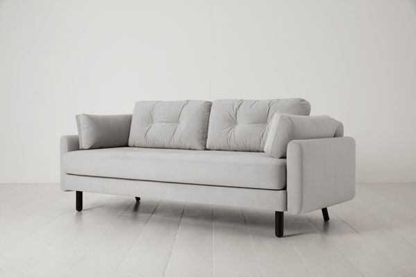 Light Grey image 3 - Model 04 3 Seater in Light Grey Velvet Side View Sofa