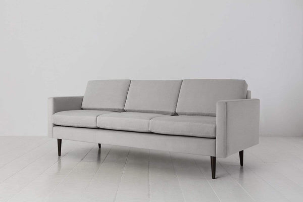 Light Grey image 2 - Model 01 3 Seater in Light Grey Velvet Side Angle View