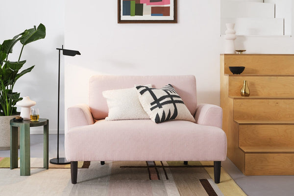 Blush Image 7 - Model 05 Love Seat in Blush Linen - Lifestyle 1