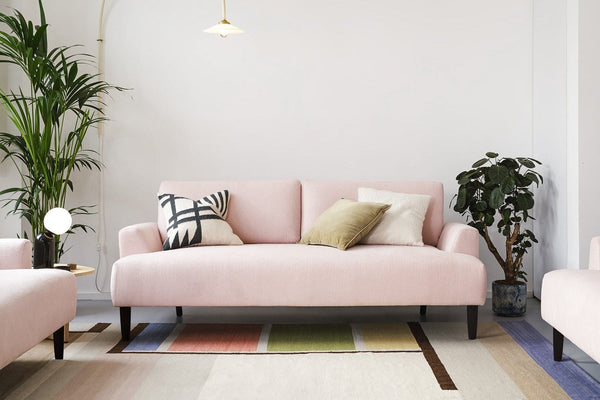 Blush Image 7 - Model 05 3 Seater in Blush Linen - Lifestyle 1