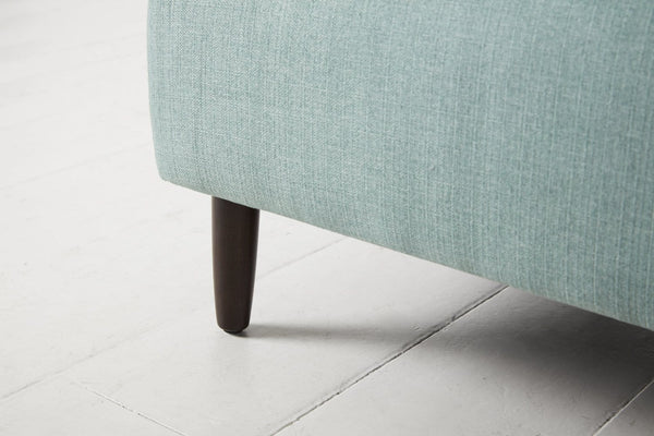 Turquoise Image 6 - Model 05 Love Seat in Turquoise Linen - Leg Detail