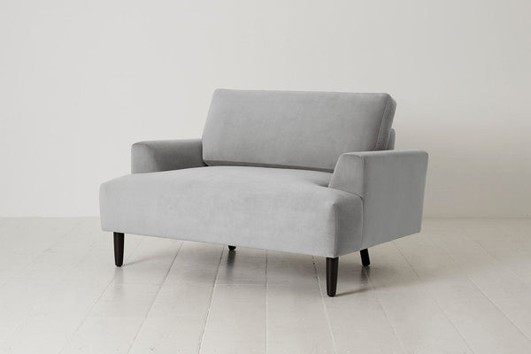 Light Grey Image 1 - Model 05 Love Seat in Light Grey Velvet - Side View