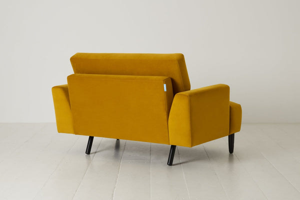 Mustard Image 3 - Model 05 Love Seat in Mustard Velvet - Back View