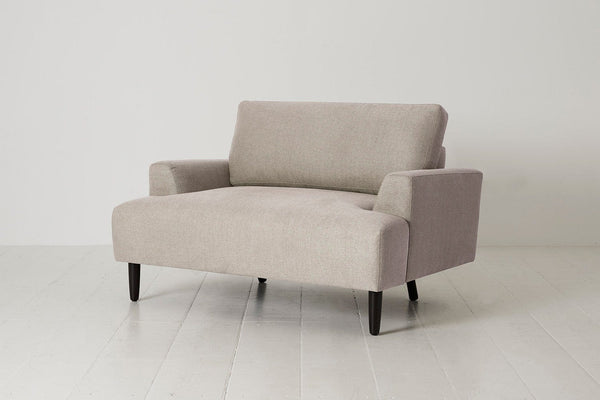 Pumice Image 2 - Model 05 Love Seat in Pumice Linen - Side View