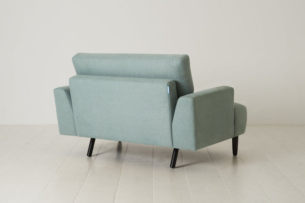 Turquoise Image 3 - Model 05 Love Seat in Turquoise Linen - Back View