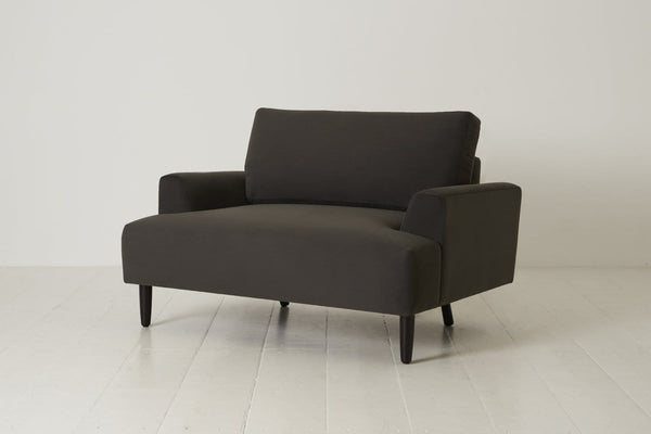 Charcoal Image 2 - Model 05 Love Seat in Charcoal Velvet - Side View