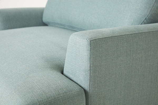 Turquoise Image 4 - Model 05 Love Seat in Turquoise Linen - Arm Detail