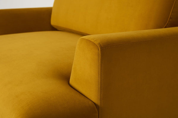 Mustard Image 4 - Model 05 Love Seat in Mustard Velvet - Arm Detail