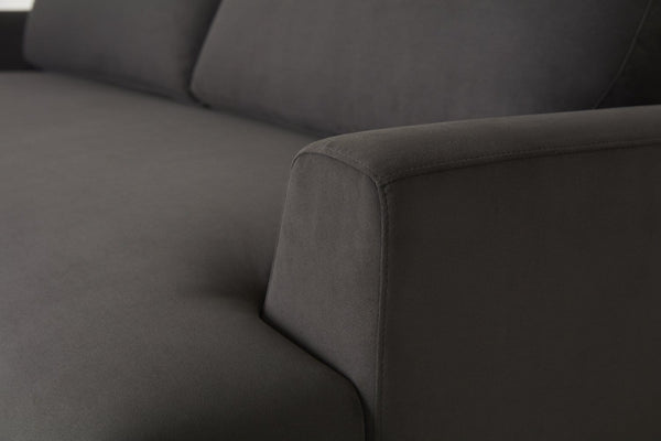 Charcoal Image 4 - Model 05 3 Seater in Charcoal Velvet - Arm Detail