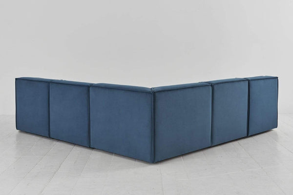 Teal image 3 - Model 03 Corner Sofa with Ottoman in Teal Velvet Rear View