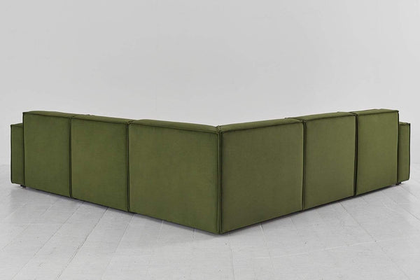 Vine image 3 - Model 03 Corner Sofa with Ottoman in Vine Velvet Rear View