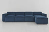 Teal image 1 - Model 03 4 Seater Right Chaise in Teal Velvet Front View