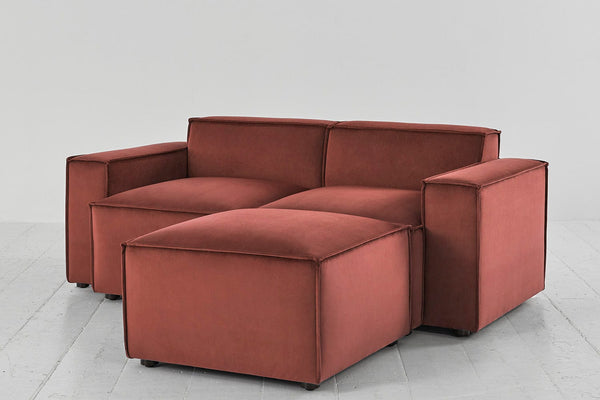 Brick image 2 - Model 03 2 Seater Right Chaise in Brick Velvet Side Angle View