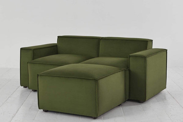 Vine image 2 - Model 03 2 Seater Right Chaise in Vine Velvet Side Angle View