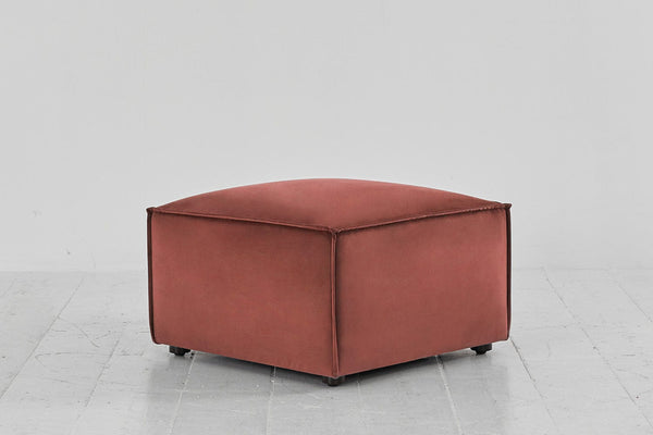 Brick image 2 - Model 03 Ottoman in Brick Velvet side View