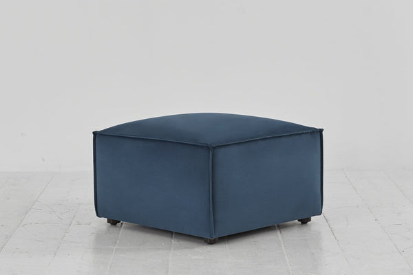 Teal image 2 - Model 03 Ottoman in Teal Velvet Side Angle View