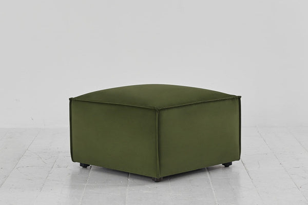 Vine image 2 - Model 03 Ottoman in Vine Velvet Side Angle View