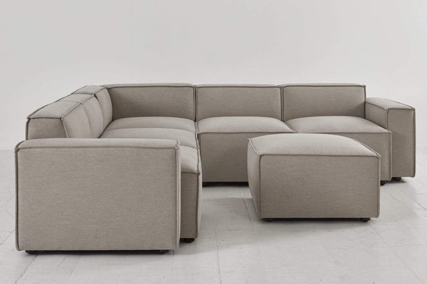 Pumice image 2 - Model 03 Corner Sofa with Ottoman in Pumice Linen Side Angle View