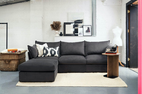 Charcoal Image 8 - Model 06 3 Seater Left Corner Sofa in Charcoal Lifestyle 1