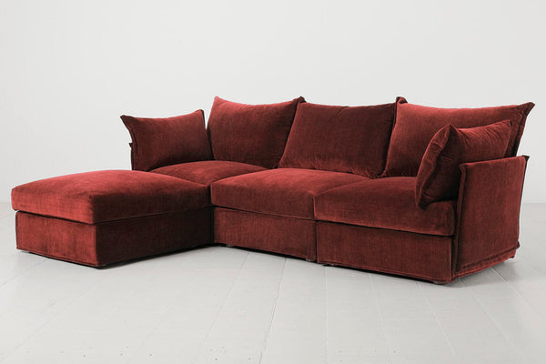 Burgundy Image 2 - Model 06 3 Seater Left Corner Sofa in Burgundy Side View