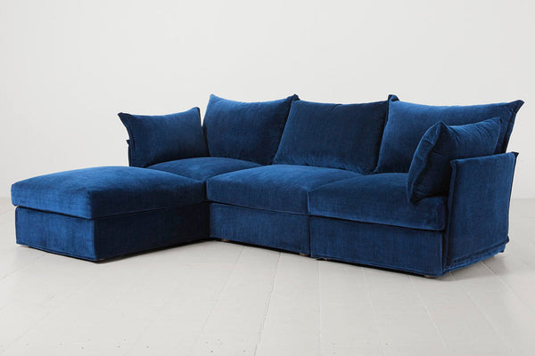 Navy Image 2 - Model 06 3 Seater Left Corner Sofa in Navy Side View