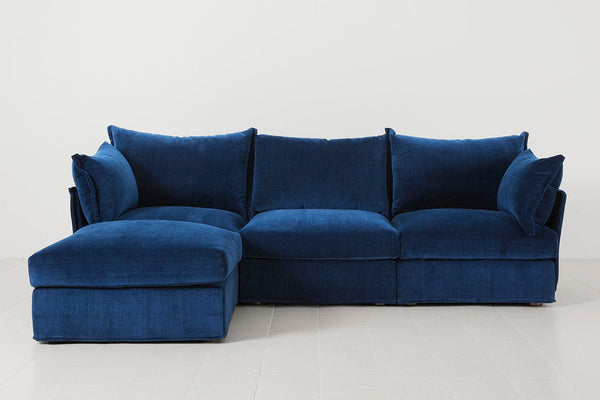 Navy Image 1 - Model 06 3 Seater Left Corner Sofa in Navy Front View