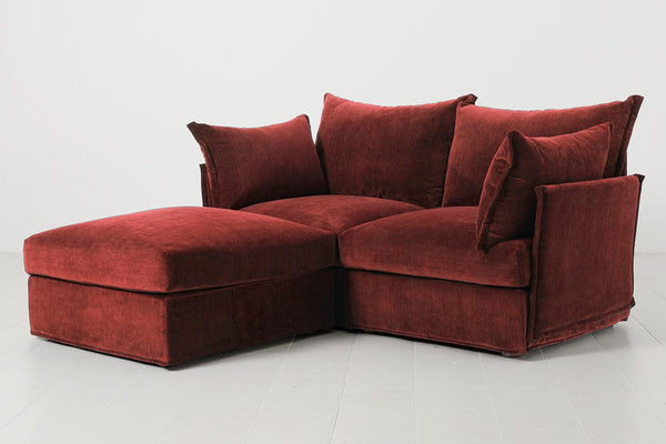 Burgundy Image 2 - Model 06 2 Seater Left Corner Sofa in Burgundy Side View