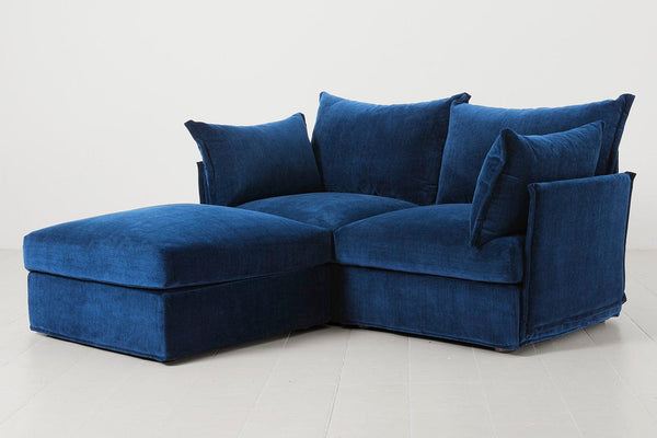 Navy Image 2 - Model 06 2 Seater Left Corner Sofa in Navy Side View