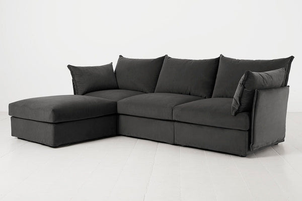 Charcoal Image 2 - Model 06 3 Seater Left Corner Sofa in Charcoal Side View