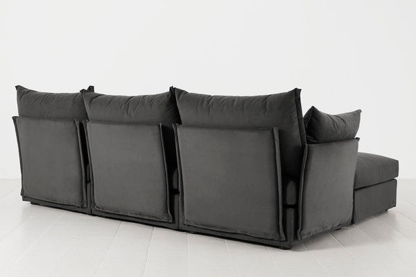 Charcoal Image 3 - Model 06 3 Seater Left Corner Sofa in Charcoal Back View