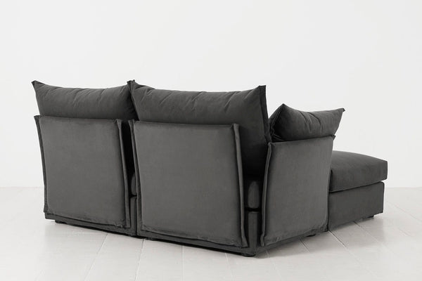 Charcoal Image 3 - Model 06 2 Seater Left Corner Sofa in Charcoal Back View