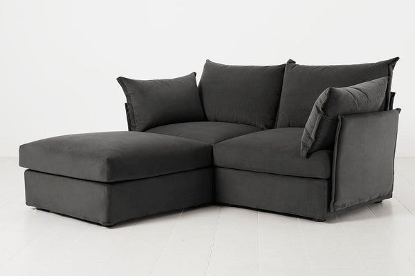 Charcoal Image 2 - Model 06 2 Seater Left Corner Sofa in Charcoal Side View